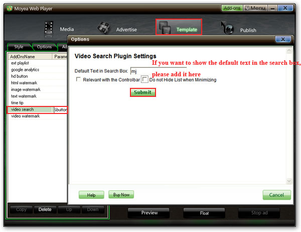 video search plugin setting